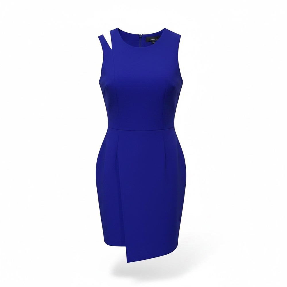 Adelyn Rae Cobalt Blue Asymmetrical‎ Cutout Tulip Hem Sheath Dress Small